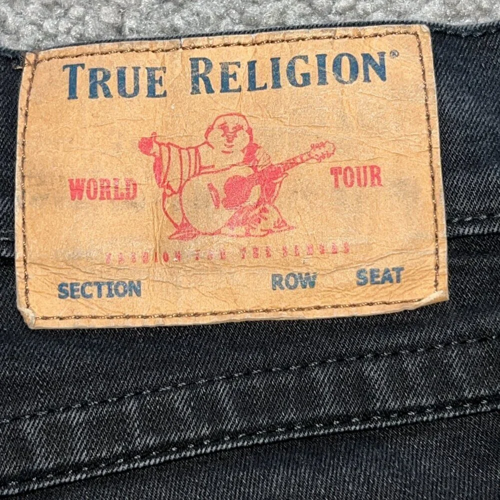 TRUE RELIGION RICKY FLAP - Relaxed Straight Black Denim Jeans - EUC - 28X31